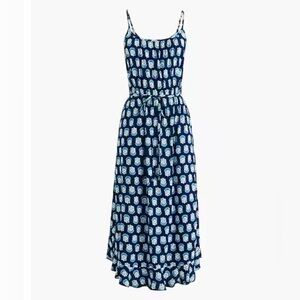 J. Crew Factory Ruffle Midi Dress with Curved Hem